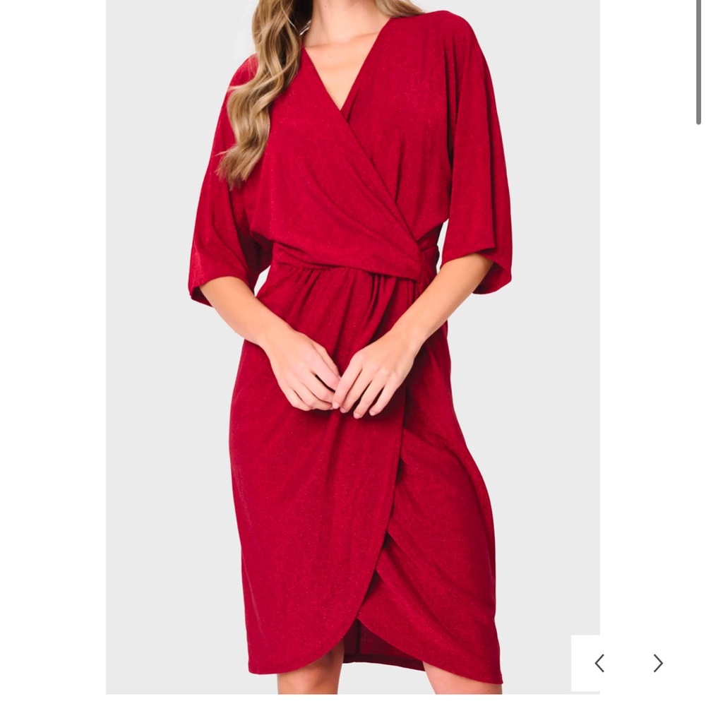 Surplice Wrap Dress In Shimmer Knit brand new no tags
